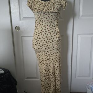 Floral Maxi Dress in Cream and Red